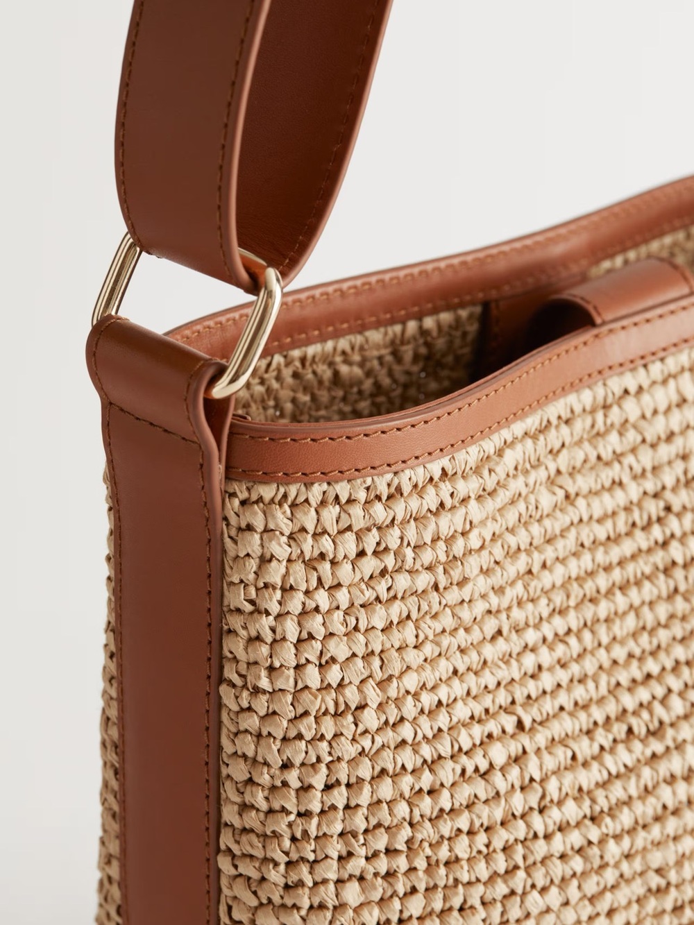 BNWT & Other Stories Straw and Leather Bucket Bag - Picture 5 of 5
